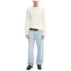 Strik^Tommy Jeans Kabelstrik Rund Hals Sweater Beige