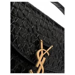 Skuldertasker^Saint Laurent Kaia Croco Skuldertaske Sort