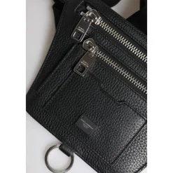 Tasker|Bæltetasker<Dolce & Gabbana Kalveskind Logo Plakette Bæltetaske Sort