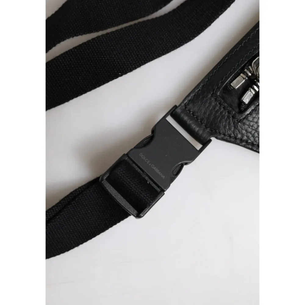 Tasker|Bæltetasker<Dolce & Gabbana Kalveskind Logo Plakette Bæltetaske Sort