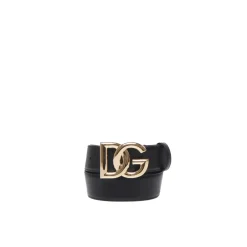 Bælter^Dolce & Gabbana Kalveskindsbælte med DG-logo Sort