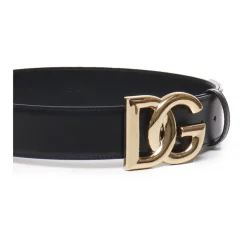 Bælter^Dolce & Gabbana Kalveskindsbælte med DG-logo Sort