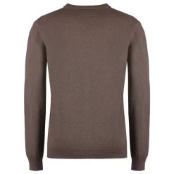 Strik<Moorer Kashmir Crew-neck Sweater med Ribbed Kanter Brun