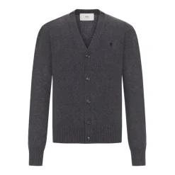 Strik<Ami Paris Kashmir V-Hals Sweater Antracit Grå