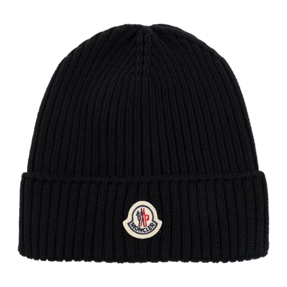 Huer & Kasketter^Moncler Kasket med logo patch Sort