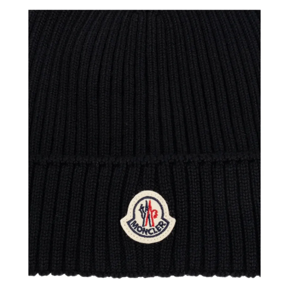 Huer & Kasketter^Moncler Kasket med logo patch Sort