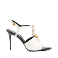 Sandaler<Balmain Kædeudsmykkede spidse sandaler Hvid