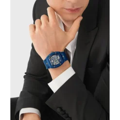 Ure^Philipp Plein $keleton Ecoceramic Automatic Watch Blå