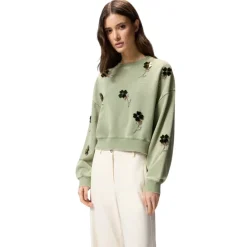 Sweatshirts|Striktrøjer & Sweatere^PINKO Kikoine Cropped Sweatshirt Grøn