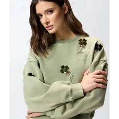 Sweatshirts|Striktrøjer & Sweatere^PINKO Kikoine Cropped Sweatshirt Grøn