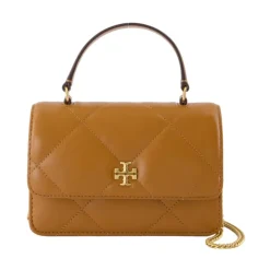 Håndtasker<Tory Burch Kira Diamond Mini Top Handle Wallet On Chain Brun