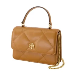 Håndtasker<Tory Burch Kira Diamond Mini Top Handle Wallet On Chain Brun
