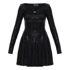 Kjoler<Versace Jeans Couture Kjole med skinnende palietter Sort