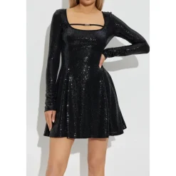 Kjoler<Versace Jeans Couture Kjole med skinnende palietter Sort