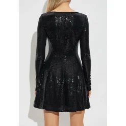 Kjoler<Versace Jeans Couture Kjole med skinnende palietter Sort