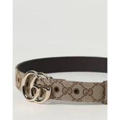 Bælter<Gucci Klassisk Bælte med Lås og Mønster Beige