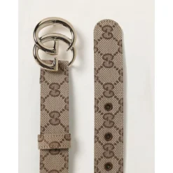 Bælter<Gucci Klassisk Bælte med Lås og Mønster Beige