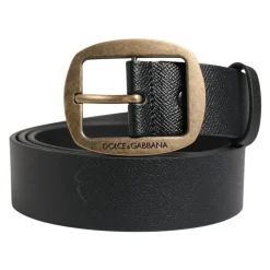 Bælter<Dolce & Gabbana Klassisk Læder Bælte med Metalspænde Sort