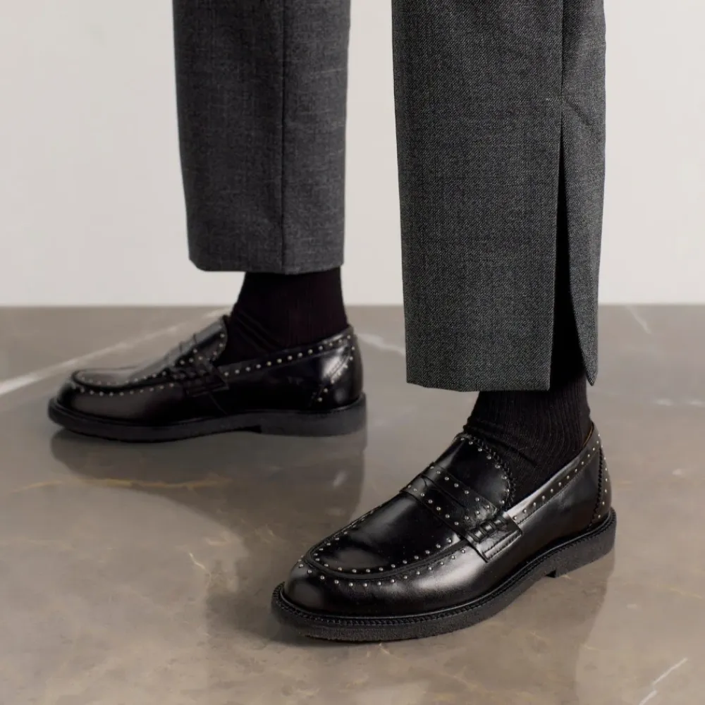Loafers^Angulus Klassisk Penny Loafer Læder Kvinder Sort