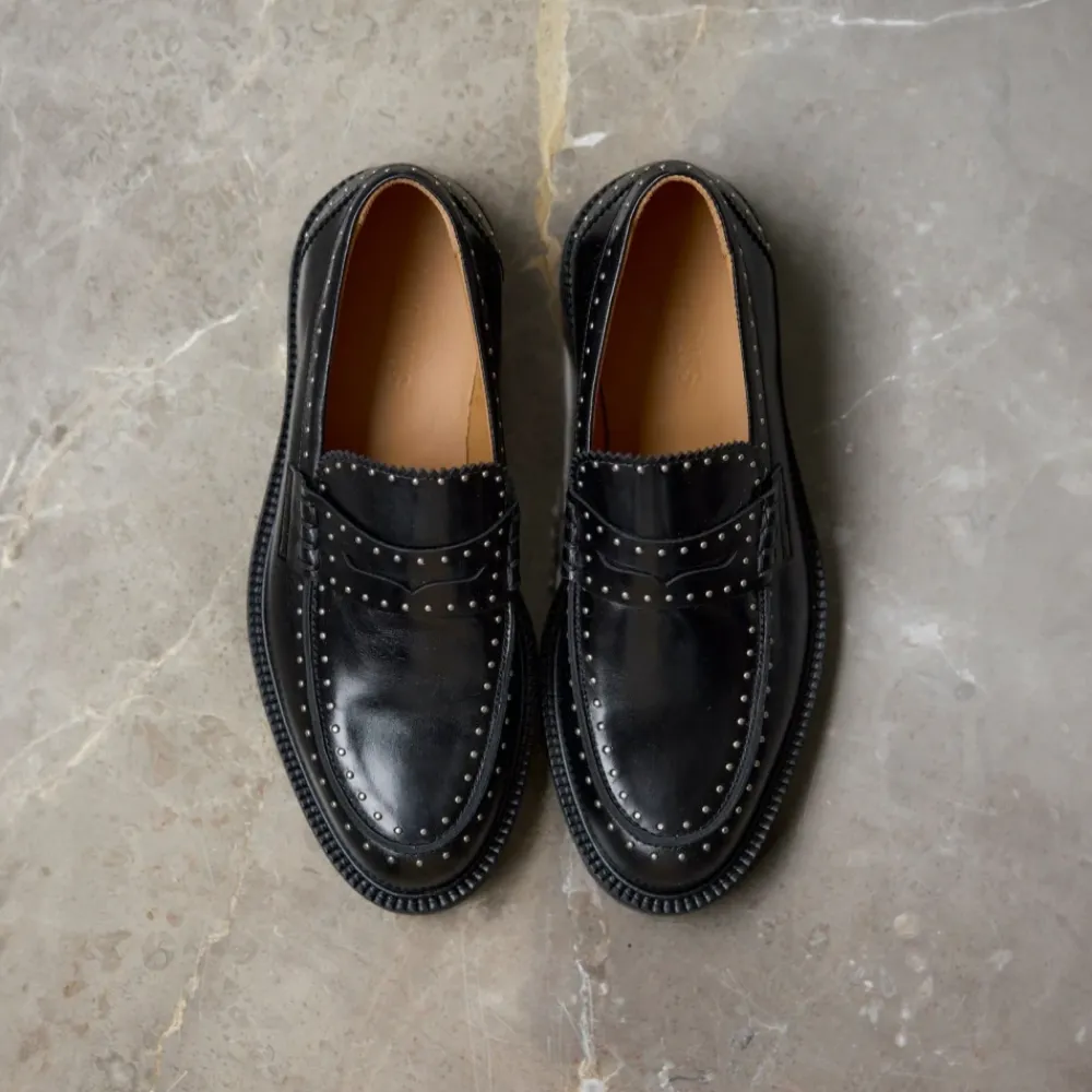 Loafers^Angulus Klassisk Penny Loafer Læder Kvinder Sort
