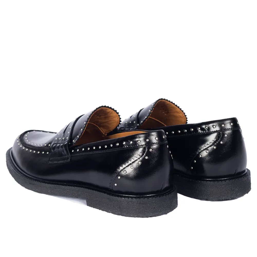 Loafers^Angulus Klassisk Penny Loafer Læder Kvinder Sort