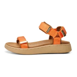 Sandaler<Woden Komfortabel sandal i tekstil og gummi Orange