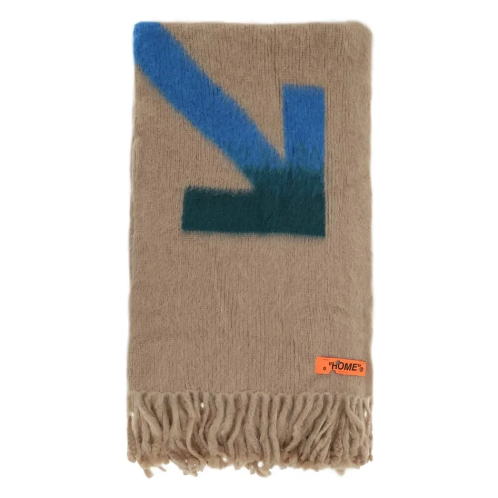 Halstørklæder Og Tørklæder|Tørklæder<Off White Kontrasterende Jacquard Mohair Uldtæppe Multifarvet