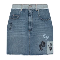 Nederdele<Marni Kort denim nederdel med logo Blå