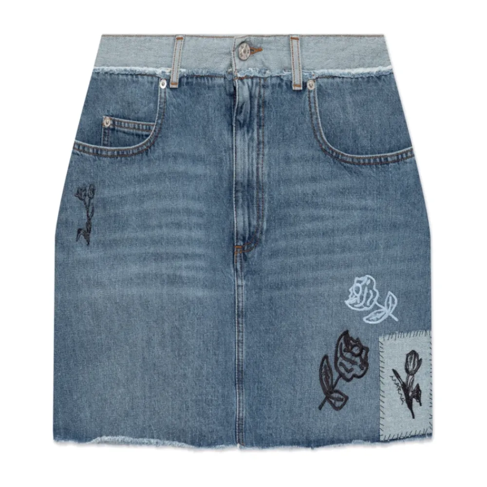 Nederdele<Marni Kort denim nederdel med logo Blå