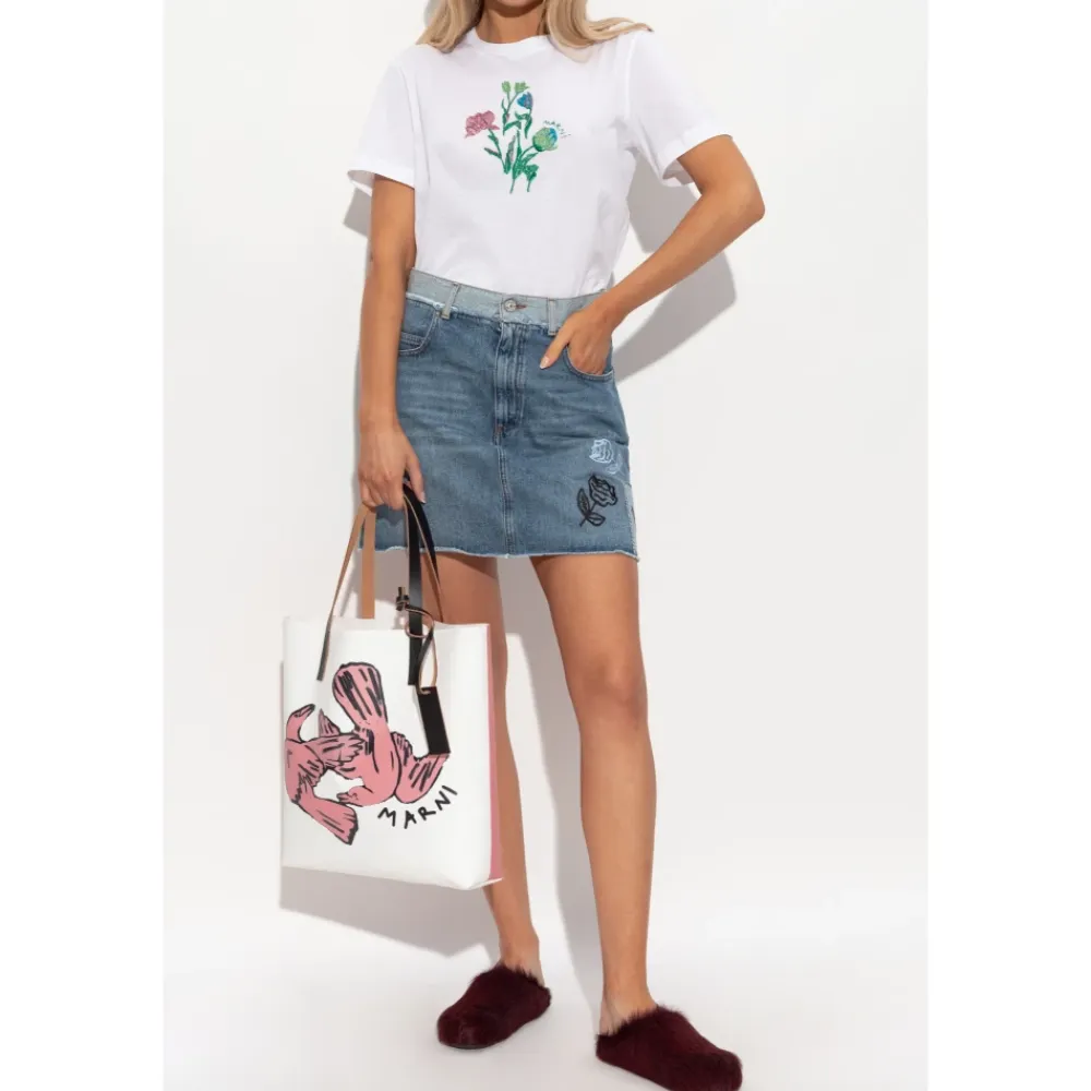 Nederdele<Marni Kort denim nederdel med logo Blå