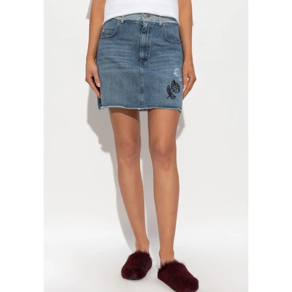 Nederdele<Marni Kort denim nederdel med logo Blå