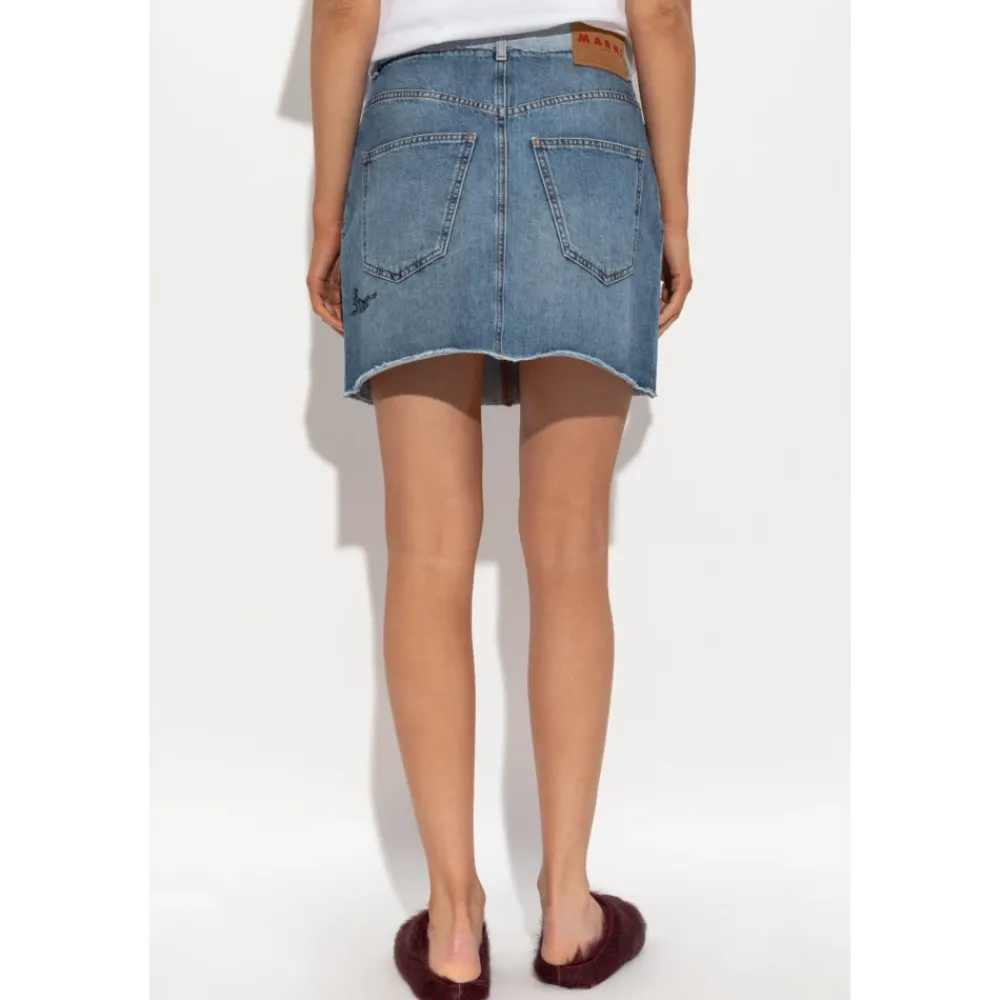 Nederdele<Marni Kort denim nederdel med logo Blå