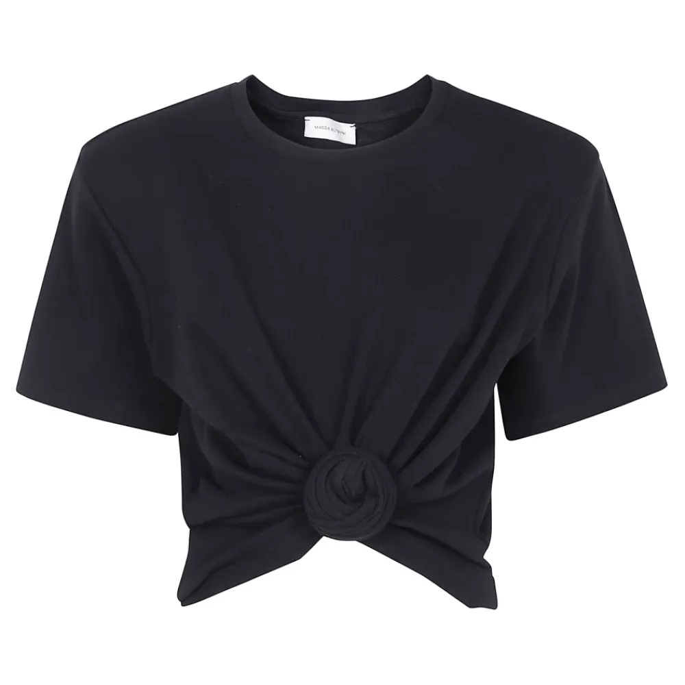 T-Shirts<Magda Butrym Kortærmet Crop Top Sort