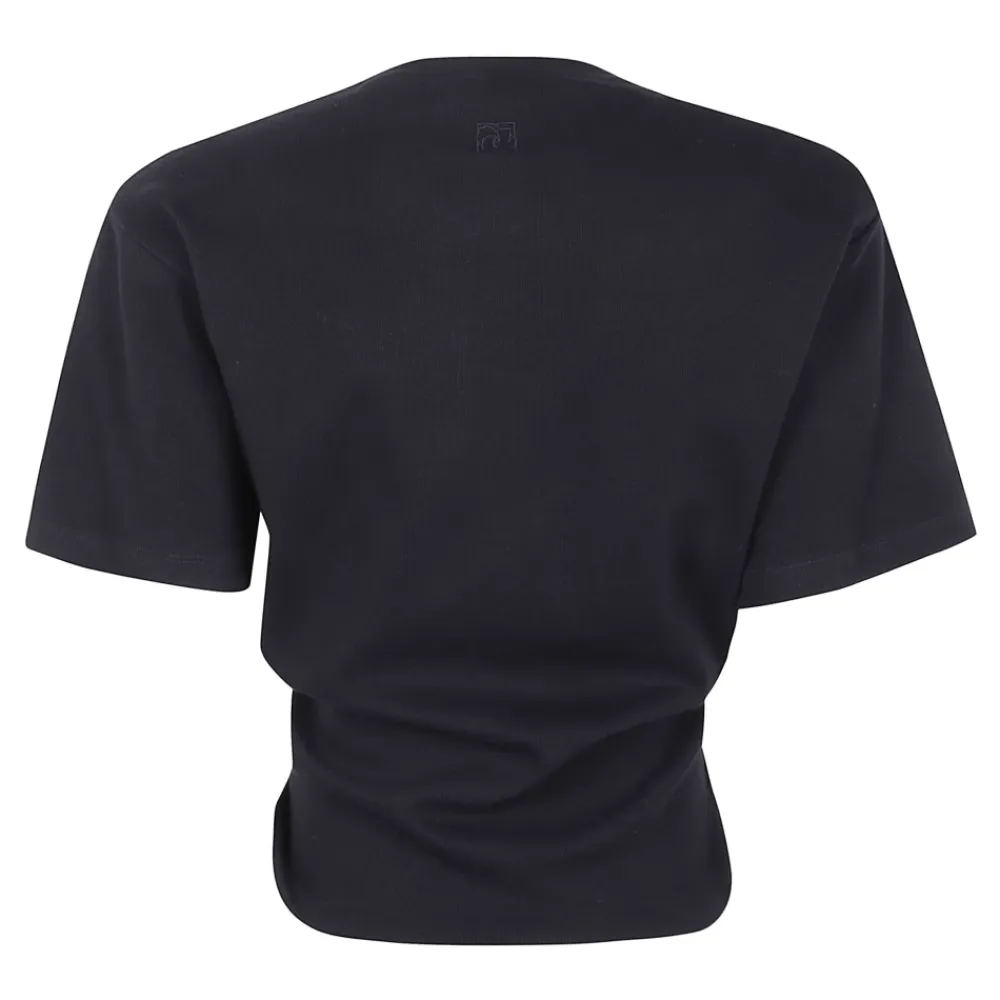 T-Shirts<Magda Butrym Kortærmet Crop Top Sort