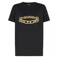 T-Shirts<Balmain Kortærmet Kædeprint T-shirt Sort