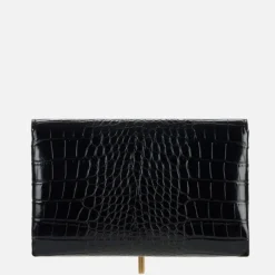 Clutch<Elisabetta Franchi Krokodille Print Skuldertaske Sort