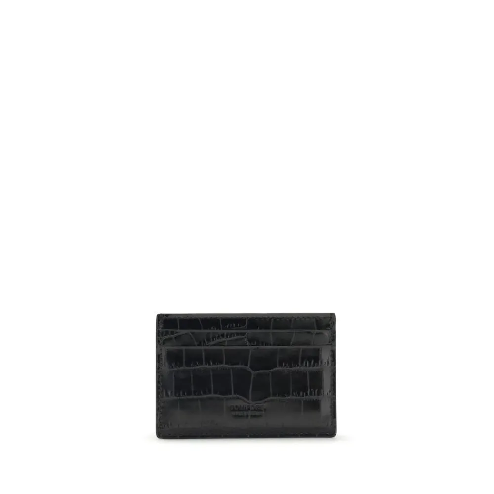 Punge & Kortholder<Tom Ford Krokoprint Kortholder Sort