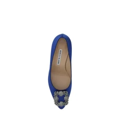 Pumps|Stiletter<Manolo Blahnik Krystal Spænde Silke Satin Pumps Blå