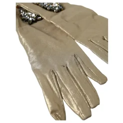 Handsker^Dolce & Gabbana Krystalpyntet Satinhandsker Beige