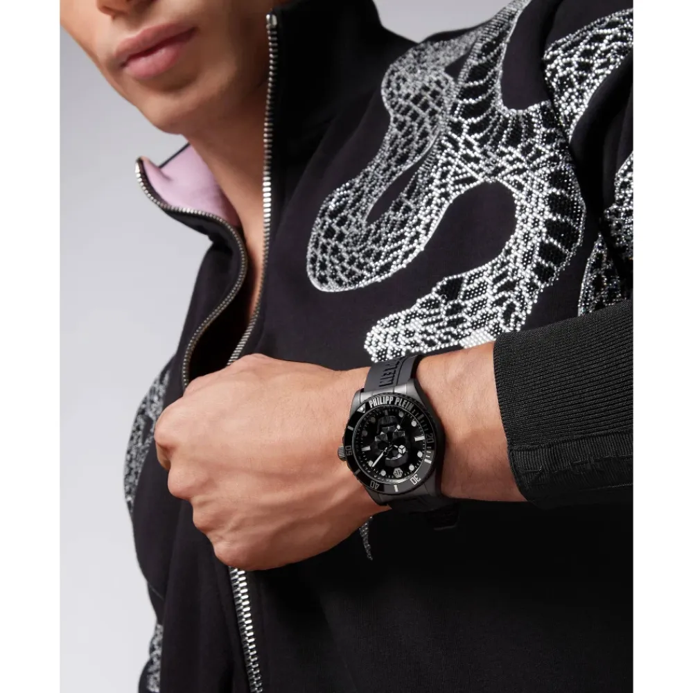 Ure<Philipp Plein $kull Diver 44mm Ur Sort