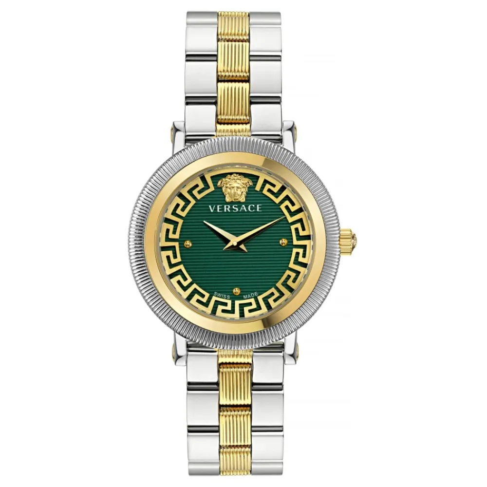 Ure<Versace Kvartsur GRECA FLOURISH VE7F00523 - Bicolor dameur med safirglas, Swiss Made Grå