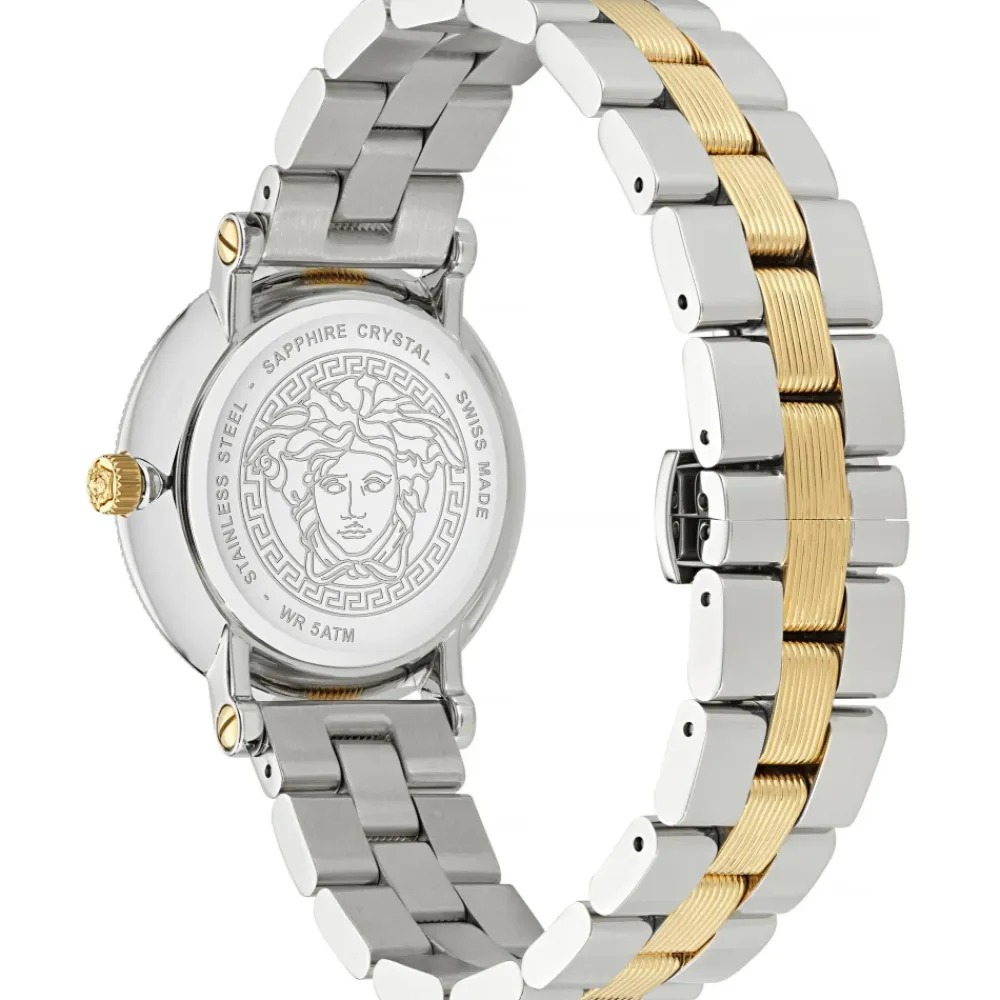 Ure<Versace Kvartsur GRECA FLOURISH VE7F00523 - Bicolor dameur med safirglas, Swiss Made Grå