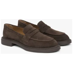 Loafers^Estro Kvinders Saddle Brown Penny Loafers lavet af italiensk ægte velour Brun