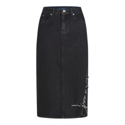 Nederdele^Karl Lagerfeld Lace-up Midi Denim Nederdel Sort
