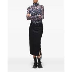 Nederdele^Karl Lagerfeld Lace-up Midi Denim Nederdel Sort