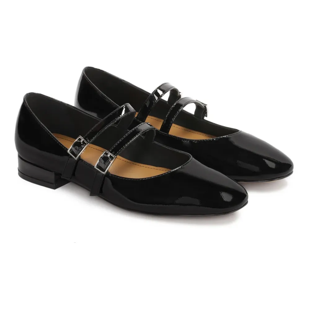 Ballerina Sko^Kazar Lakerede flade pumps af Mary Jane Sort