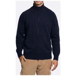 Strik^C.P. Company Lambswool Full Zip Sweater Blå