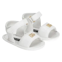Sandaler^Dolce & Gabbana Lammeskinds Nappa Sandaler med Metal Logo Hvid