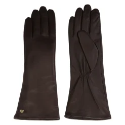 Handsker<Kazar Lange mørkee monogramhandsker Brun