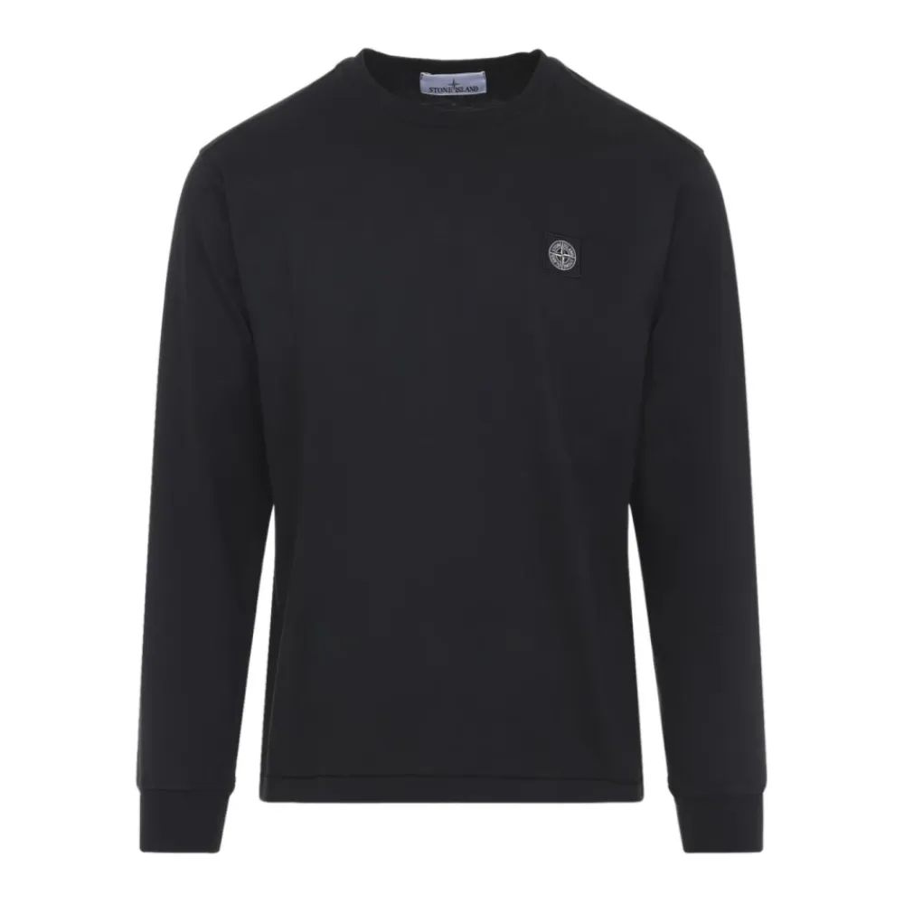 Trøjer|Sweatshirts<Stone Island Langærmet sweatshirt med mærke Sort